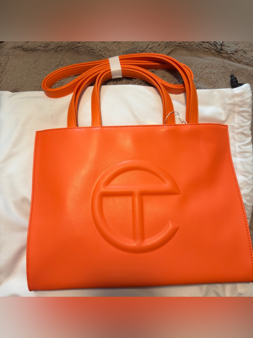 Telfar MEDIUM Shopping Bag Orange Tote Bag Vegan Leather AUTHENTIC